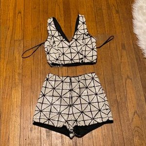 Sequins shorts and top set